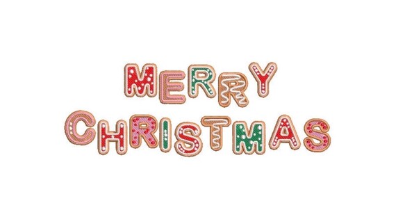 Gingerbread Merry Christmas Machine Embroidery File Design - Xmas Embroidery Design - 5x7 inch hoop