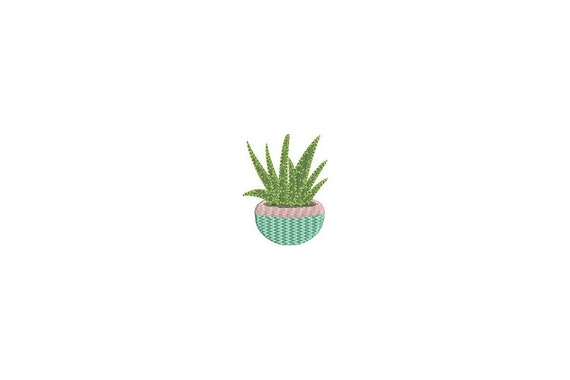 Kawaii Succulent Plant Machine Embroidery File design 4 x 4 inch hoop Makes a great Patch