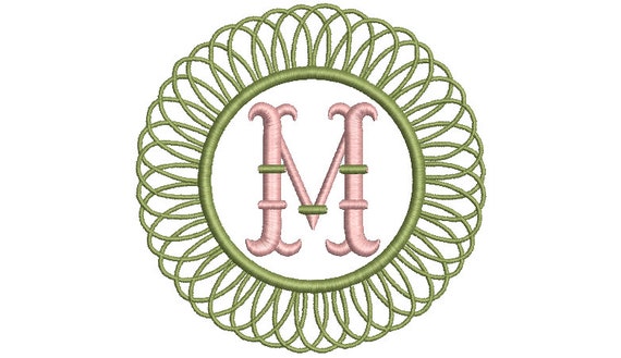 Round Bamboo Monogram Frame -  Machine Embroidery File design -  4x4 hoop - Round Border Frame