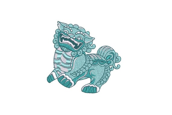 Chinoiserie Chic -  Foo Dog   - Machine Embroidery File design  - 4x4 hoop - Mini embroidery