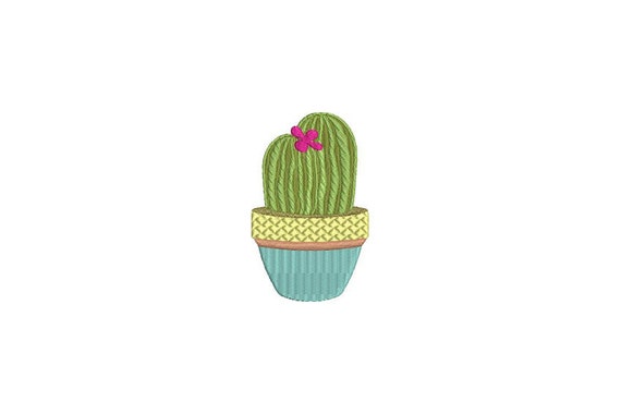 Kawaii Cactus 3 Machine Embroidery File design 4 x 4 inch hoop Makes a great Patch