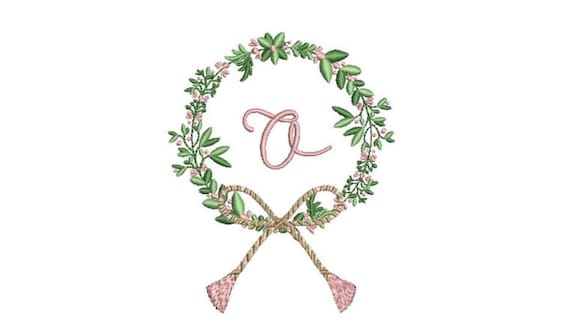 Flower Wreath With Bow Machine Embroidery File design - 4x4 inch hoop - Bow Embroidery Design