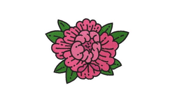 Peony Tattoo Flower Machine Embroidery File design 5 x 7 inch hoop - Flower Design Download