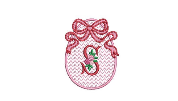 Easter Egg With Bow - Machine Embroidery File design - 4 x 4 inch hoop - instant download