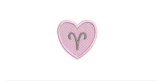 Aries Heart Patch Zodiac Embroidery Design -  Machine Embroidery File designs - 4x4 inch hoop - instant download - Star Signs Embroidery