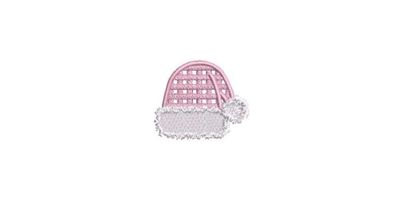 Mini Gingham Santa Hat - Machine Embroidery File design - 4x4 inch hoop - Christmas Embroidery Design - Two Inches