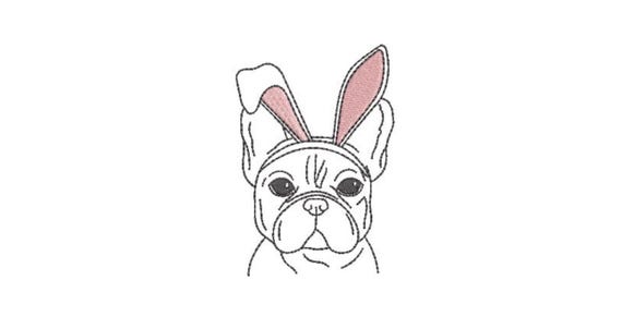 Easter Frenchie Machine Embroidery File design. 4x4 inch hoop. French Bulldog Machine Embroidery Digital Download