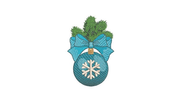 Aqua Bauble Ornament - Christmas Machine Embroidery File design - 4x4 inch hoop - Xmas Design