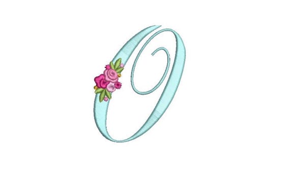 Pretty Rose Script LETTER O  Machine Embroidery File design - 5 x 7 inch hoop - Monogram design