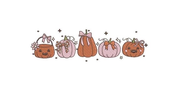 Pretty Pumpkins Machine Embroidery File design - 5x7 hoop - instant download - Pumpkin Embroidery