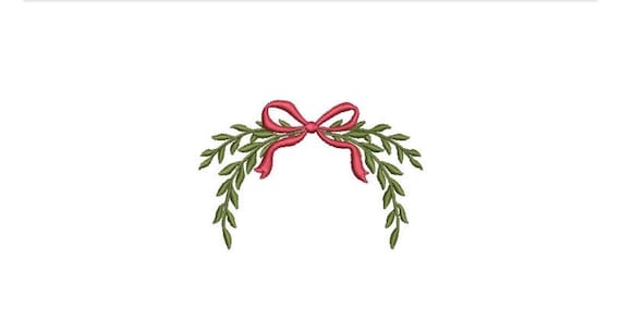 Bow Laurel Monogram Frame - Machine Embroidery File design - 4x4 inch hoop - Christmas Embroidery Design