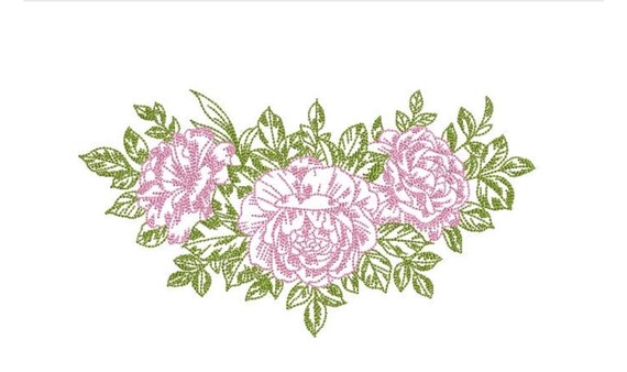 Roses Machine Embroidery File design - 5x7 inch hoop - instant download - Flower Embroidery Design