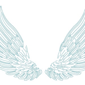 Wings Embroidery Design - Machine Embroidery Whimsical Delicate Feathered Wings Sketched Machine Embroidery File design 5x7 inch hoop