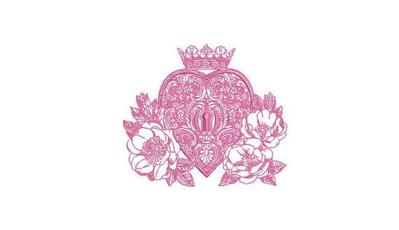 Filigree Lace Heart Lock Machine Embroidery File design -  5 x 7 inch hoop - 13x18cm hoop