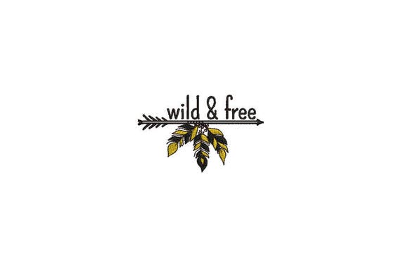 Wild & Free Feathers Arrow Bohemian Machine Embroidery File design 4x4 hoop - instant download