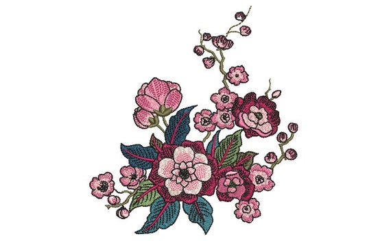 Chinoiserie Floral - Machine Embroidery File design  - 5 x 7 inch hoop - instant download