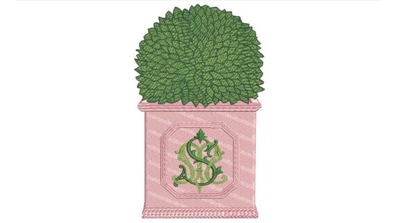 Boxwood Embroidery Design - Hamptons Pot Plant - Machine Embroidery File design - 5x7 inch hoop - Instant Download