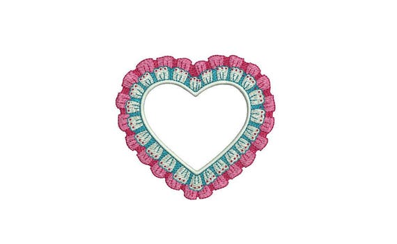 Valentines Lace Red Heart Frame Machine Embroidery File design 4 x 4 inch hoop