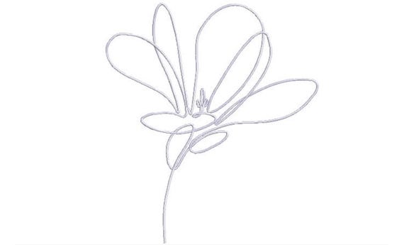 Magnolia Line Art Embroidery - Flower Machine Embroidery File design - 5x7 inch hoop - instant download