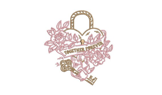 Together Forever Machine Embroidery File design -  4 x 4 inch hoop - Heart embroidery design