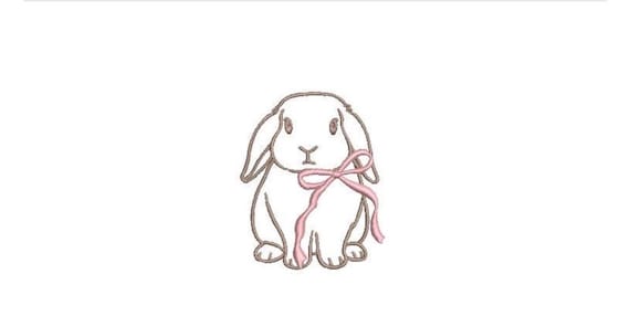 Lop Eared Bunny Machine Embroidery design - 7.5cm tall - 3x3 inch hoop - Rabbit Embroidery - Easter Design
