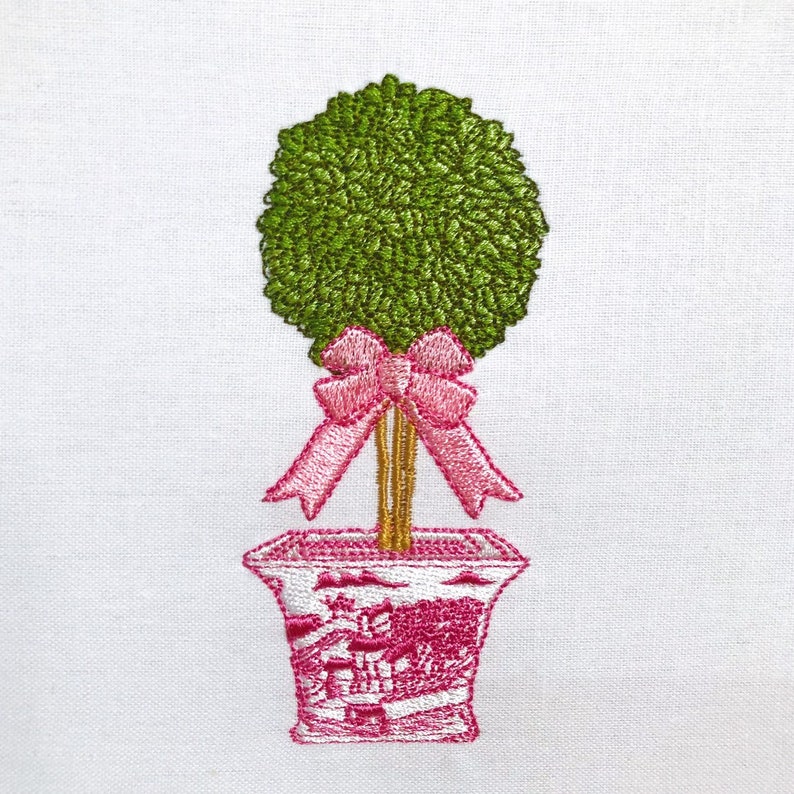 Chinoiserie Topiary Embroidery - Blue Willow - Machine Embroidery File design - 4 x 4 inch hoop - Instant Download image 2