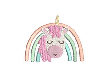 Unicorn Rainbow Embroidery Design - Machine Embroidery File design- 4x4 inch hoop -instant download