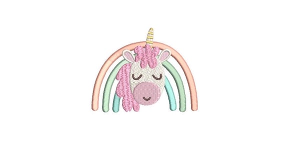 Unicorn Rainbow Embroidery Design - Machine Embroidery File design- 4x4 inch hoop -instant download