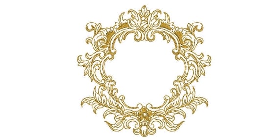 Baroque Flower Frame - Machine Embroidery File design - 5x7 inch hoop - Monogram Frame