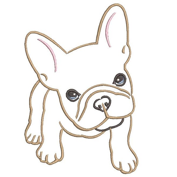 Français Bulldog Machine Embroidery File design - cerceau de 5x7 pouces - Frenchie Broderie