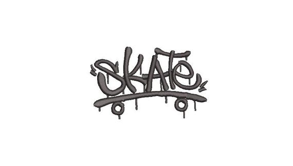 Skateboard Machine Embroidery File design - 4x4 inch hoop - Skate Design - Graffiti Embroidery
