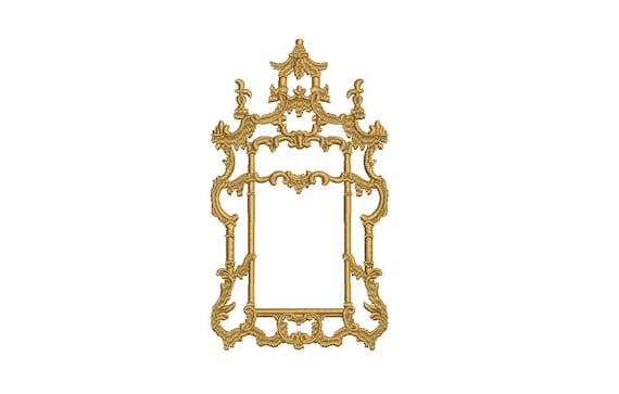 Chinoiserie Chic Monogram Gold Frame - Machine Embroidery File design - 5x7 hoop