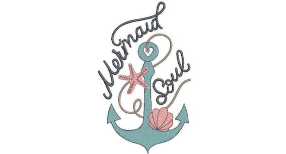 Mermaid Soul Machine Embroidery Design - Machine Embroidery File design - 6 x 10  inch hoop - Instant download