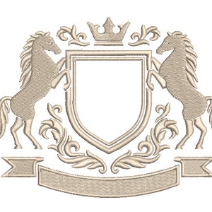 Horse Crest - Machine Embroidery File design - 6 x 10 inch hoop - monogram Frame - Instant download