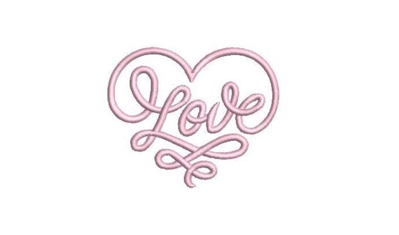 Love Heart Typography - Machine Embroidery File design 4 x 4 inch hoop - Valentines Embroidery Design