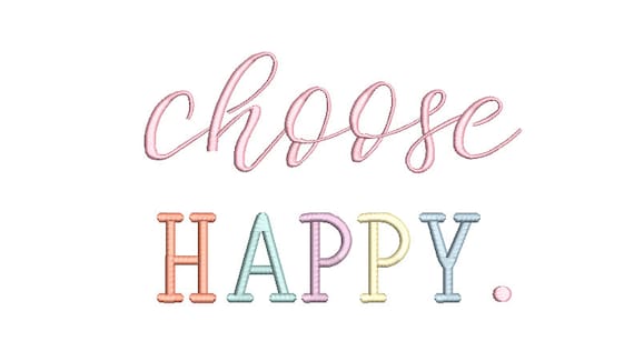 Choose Happy Machine Embroidery File design  - 8 x 8 inch hoop - Rainbow Embroidery Design