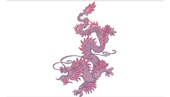 Chinoiserie Chic Dragon - Machine Embroidery File design - 8x12 inch hoop - Mega Hoop Design