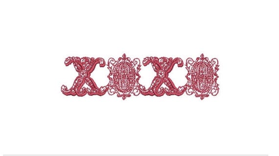 XOXO Embroidery -  Machine Embroidery File design - 4x4 inch - valentines embroidery design -kisses embroidery