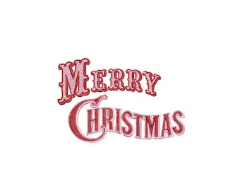 Merry Christmas Vintage Embroidery - Machine Embroidery File design - 4x4 inch hoop - Xmas Embroidery Design