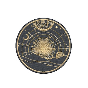 Space Landscape  Design - Machine Embroidery File design - 4x4 inch hoop - Space Embroidery Design - Stars