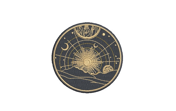 Space Landscape Patch Design - Machine Embroidery File design - 4x4 inch hoop - Space Embroidery Design - Stars