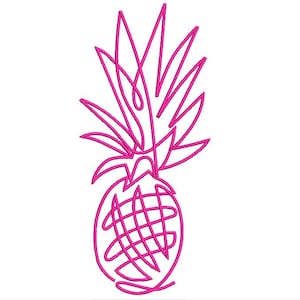Neon Sign Pineapple Machine Embroidery File design - 5 x 7 inch hoop - Pineapple Silhouette