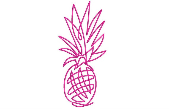 Neon Sign Pineapple Machine Embroidery File design - 5 x 7 inch hoop - Pineapple Silhouette