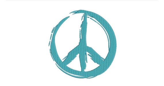Graffiti Painted Peace Sign - Machine Embroidery File design - 4x4 inch hoop -  instant download