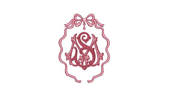 Valentine Heart Bow Monogram Frame - Machine Embroidery File design -  4x4 inch hoop - Monogram Not Included