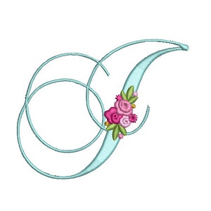 Pretty Rose Script LETTER J Machine Embroidery File design - 5 x 7 pulgadas hoop - Monogram design