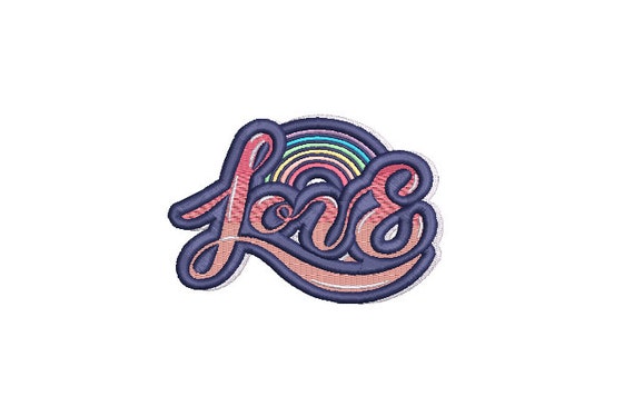 Love Patch Embroidery Design - Machine Embroidery File design -  4x4 inch hoop - 10cm hoop - Rainbow Embroidery File