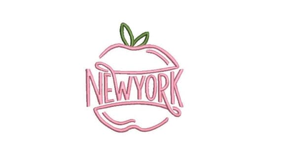 NEW YORK Apple Embroidery - Machine Embroidery File design - 4 x 4 inch hoop - Apple embroidery design