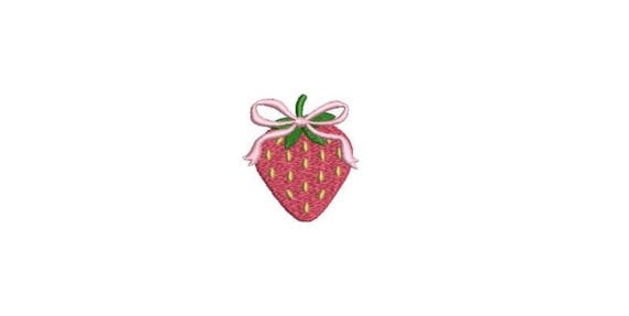 Mini Bow Strawberry Embroidery Design - Machine Embroidery Download - Strawberry Bow File - 1 inch