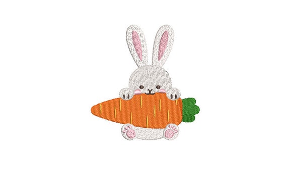 Rabbit and Carrot - Machine Embroidery File design 4 x 4 inch hoop - Easter Embroidery Design